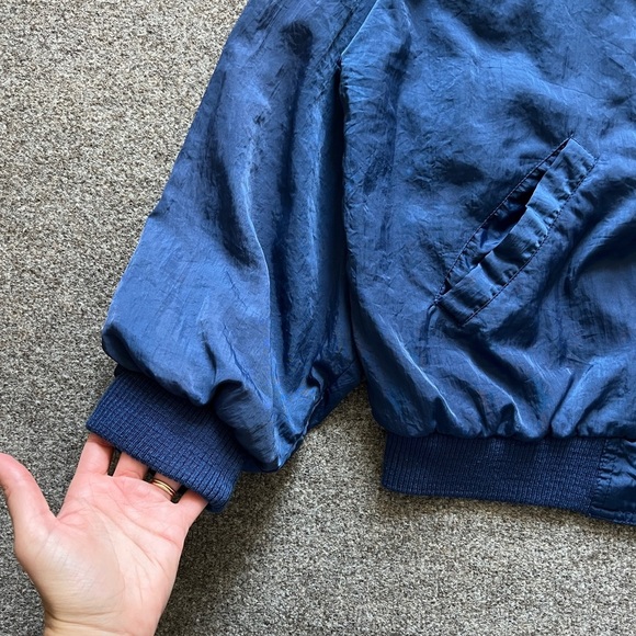 Vintage 70s 80s Gap Nylon Bomber Jacket Navy Men Size Small Talon Zipper Retro - Picture 2 of 15